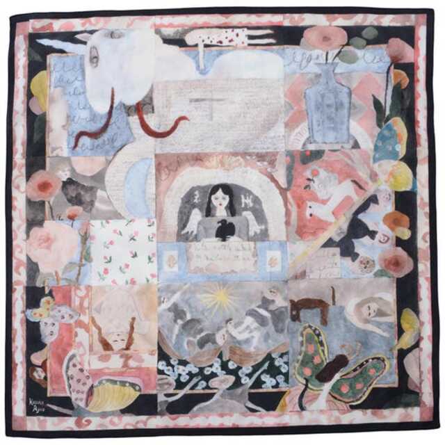 Ajiro Kosuke Art Scarf - Endless Dream Cotton Bandana, Wall Hanging - image 1