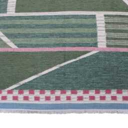 Handwoven Swedish Kilim Rug Scandinavian Flatweave, Wool & Cotton - thumbnail 3