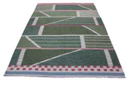 Handwoven Swedish Kilim Rug Scandinavian Flatweave, Wool & Cotton - thumbnail 1