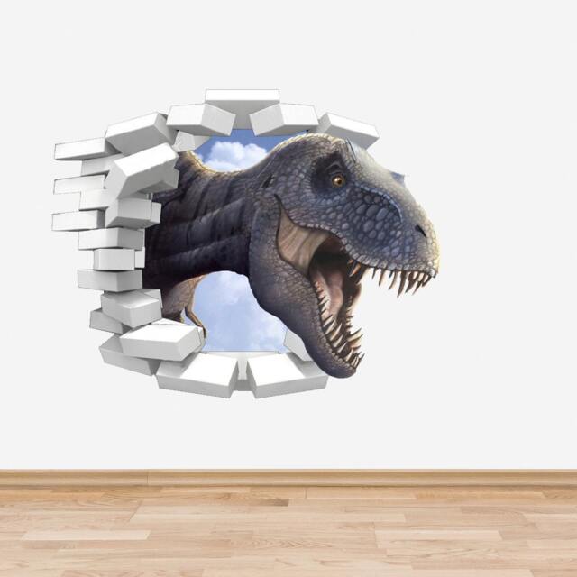 Dinosaur Wall Decal Trex Coming Through Sticker Boys Bedroom Decoration Prehistoric Tyrannosaurus Rex Version 2 - image 1