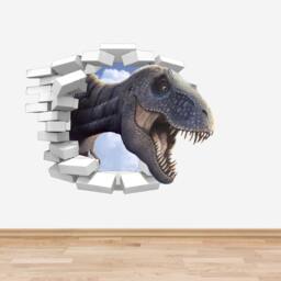 Dinosaur Wall Decal Trex Coming Through Sticker Boys Bedroom Decoration Prehistoric Tyrannosaurus Rex Version 2 - thumbnail 1