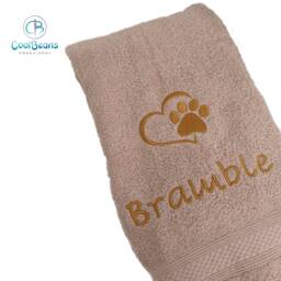 Dog Towel - Personalised Face Cloth/Hand Bath Embroidered Paw & Text - thumbnail 1