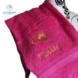 Dog Towel - Personalised Face Cloth/Hand Bath Embroidered Paw & Text - thumbnail 4
