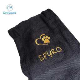 Dog Towel - Personalised Face Cloth/Hand Bath Embroidered Paw & Text - thumbnail 3