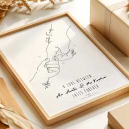 Personalised Auntie Line Art Print, Aunt & Niece Or Nephew, Minimalist Framed Style - thumbnail 1