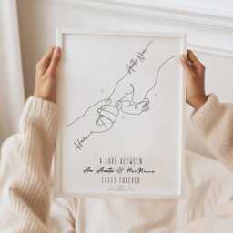 Personalised Auntie Line Art Print, Aunt & Niece Or Nephew, Minimalist Framed Style - thumbnail 3