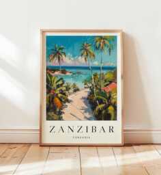 Zanzibar Travel Poster Tanzania Print, East Africa Wall Art - thumbnail 1