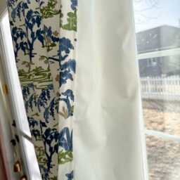 Palm Print Curtain Pair Blue Green Bohemian Beach Window Drapes - thumbnail 4