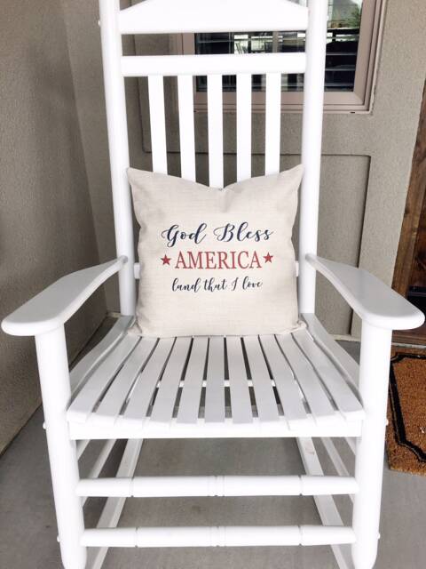 God Bless America Linen Pillow Cover - Rustic Farmhouse 4Th Of July - image 1