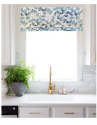 Faux Roman Shade Valance in Botanical Prints Of Blue, Green Or Grey & White, 100% Cotton Canvas, Fully Lined, Custom Made Curtains