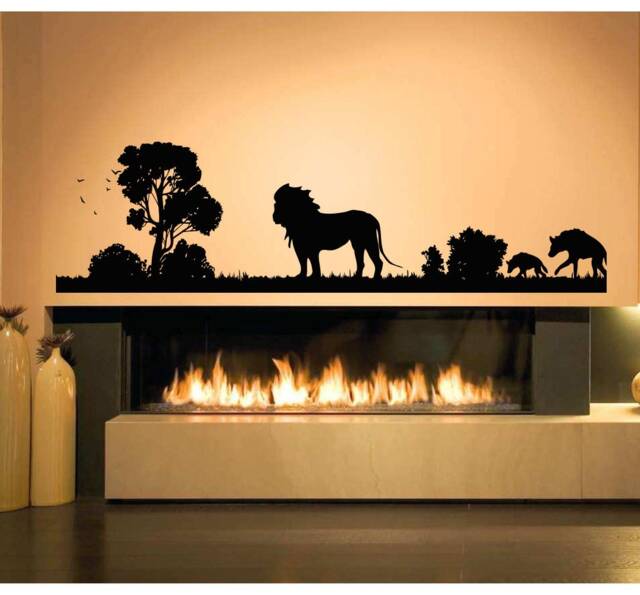 African Animals Wall Decal Lion, Hyena, Tree Vinyl Mural T1435 - image 1
