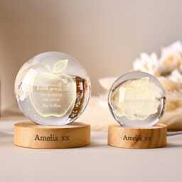 Custom Teacher Appreciation Crystal Ball Night Light, Apple Led Light Gift, Thank You End Of Year Retirement Gift - thumbnail 4