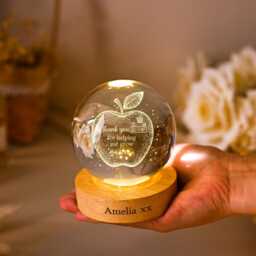 Custom Teacher Appreciation Crystal Ball Night Light, Apple Led Light Gift, Thank You End Of Year Retirement Gift - thumbnail 3