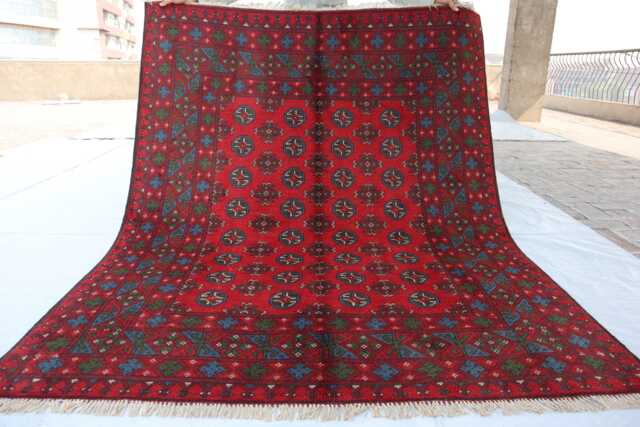 5x7 Ft Handmade Akhcha New Area Rug, Afghan High Pile Turkmen Bokhara Rug Living Room Tribal Rug Bedroom Office - image 1