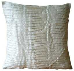 "Decorative Pintucks, Textured, Striped Ivory Pillow Case 24""x24""/26""x26" - thumbnail 2