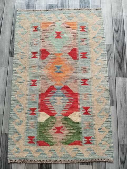 Kilim Rug Multicolour, Handmade Artisan Afghan Turkish Persian Qashqai Navajo Bohemian Natural Wool Flatweave 125x79 cm - image 1