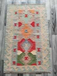 Kilim Rug Multicolour, Handmade Artisan Afghan Turkish Persian Qashqai Navajo Bohemian Natural Wool Flatweave 125x79 cm - thumbnail 1