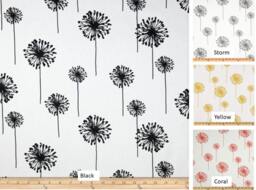 "Pair 25 Or 50"" Premier Print Dandelion Rod Curtains Drapes Panels Floral Cafe Black 24 48 63 72 84 96 108 120"