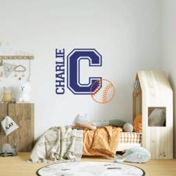 Baseball Name Sign, Room Decor For Boys, Sports Teens, Wall Decals, Stickers, Large Letters - thumbnail 1