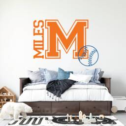 Baseball Name Sign, Room Decor For Boys, Sports Teens, Wall Decals, Stickers, Large Letters - thumbnail 2