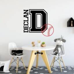 Baseball Name Sign, Room Decor For Boys, Sports Teens, Wall Decals, Stickers, Large Letters - thumbnail 3