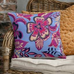 Boho Pink/Purple Cushion Covers - Large Vivid Floral Throw Pillow 16 - thumbnail 2