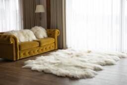 Genuine Natural Icelandic Creamy White Sheepskin Rug, Giant Sheepskin Rug, Deca Rug - thumbnail 1