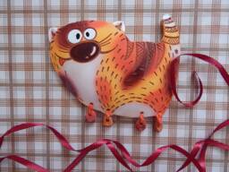 Ceramic Wall Cat Curious. Ginger Cat. Spotted Wall Art. Hanging. Hand Made Ceramics. Hanging Decor - thumbnail 1