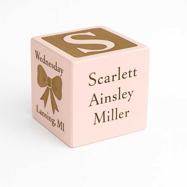 Baby Name Block Personalized Engraved Birth Stats Keepsake - image 1