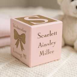 Baby Name Block Personalized Engraved Birth Stats Keepsake - thumbnail 2