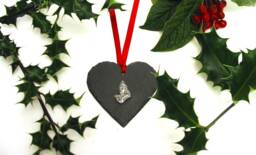 Queen Victoria Natural Slate Heart - Christmas Tree Decoration 2026 Gift Mum Hanging Ornament - thumbnail 1