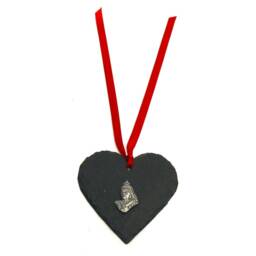 Queen Victoria Natural Slate Heart - Christmas Tree Decoration 2026 Gift Mum Hanging Ornament - thumbnail 3