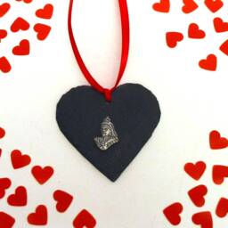 Queen Victoria Natural Slate Heart - Christmas Tree Decoration 2026 Gift Mum Hanging Ornament - thumbnail 2