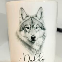 Personalised Pencil Drawing Sketched Wolf Pot, Ideal Gift, Birthday - thumbnail 4