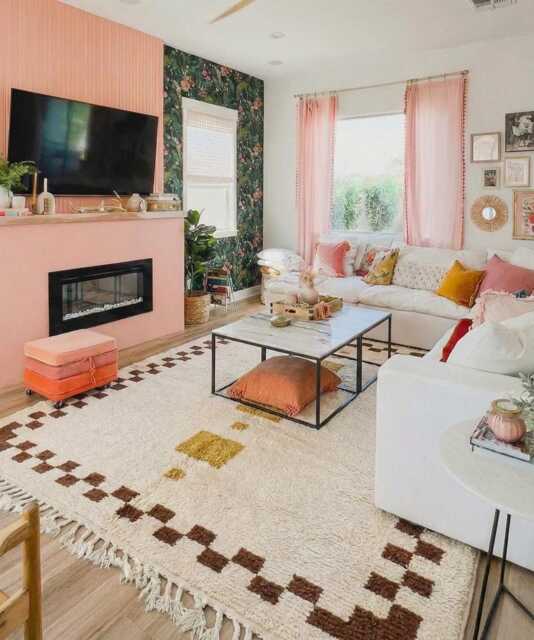White Brown Checkered Moroccan Rug, Shag Berber Wool Carpet, Hand Tufted Large Area Boho Living Room Decor, Rug - image 1