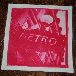 Paris Metro Art Nouveau Sign Ephemera Photo Linen Pillowcase Cover in Red Ooak - thumbnail 2