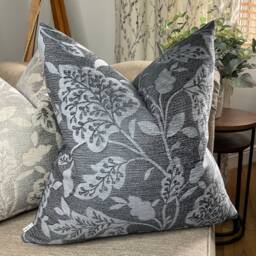 Indigo Blue Floral Cushion Cover, Decorative Pillow Double Sided, Modern Cover For Sofa - Bed, John Lewis Emilia Fabric - thumbnail 2