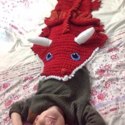 Crochet Dragon Blanket - Chunky Snuggle Sack, Handmade UK - thumbnail 2