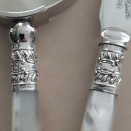 Upcycled Vintage Desk Set With Magnifying Glass & Silver Plated Opener, Mother Of Pearl Handles, Perfect Gift For Gran Or Nan - thumbnail 2