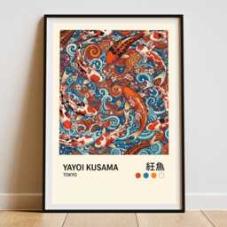 Yayoi Kusama Japanese Koi Fish Poster - Modern Art Wall Print For Home Decor Japan Dot Gift Living Room Or Office - thumbnail 3