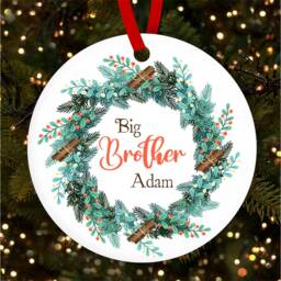 Big Brother Winter Floral Wreath Personalised Christmas Tree Ornament Decoration