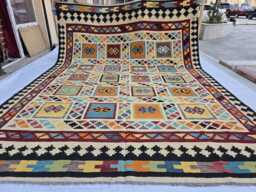 10??13 Ft Handwoven Kilim Rug - Afghan Geometric Vibrant Wool For Living Room - thumbnail 1