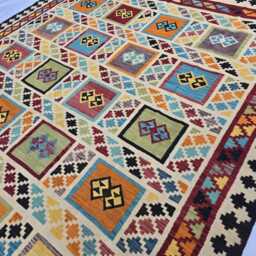 10??13 Ft Handwoven Kilim Rug - Afghan Geometric Vibrant Wool For Living Room - thumbnail 4