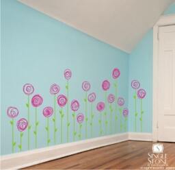 Nursery Flower Wall Decals Doodle Garden - Vinyl Stickers Custom Home Decor - thumbnail 2