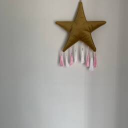Velvet Star Nursery Wall Hanging With Customisable Tassels - thumbnail 3