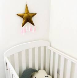 Velvet Star Nursery Wall Hanging With Customisable Tassels - thumbnail 1
