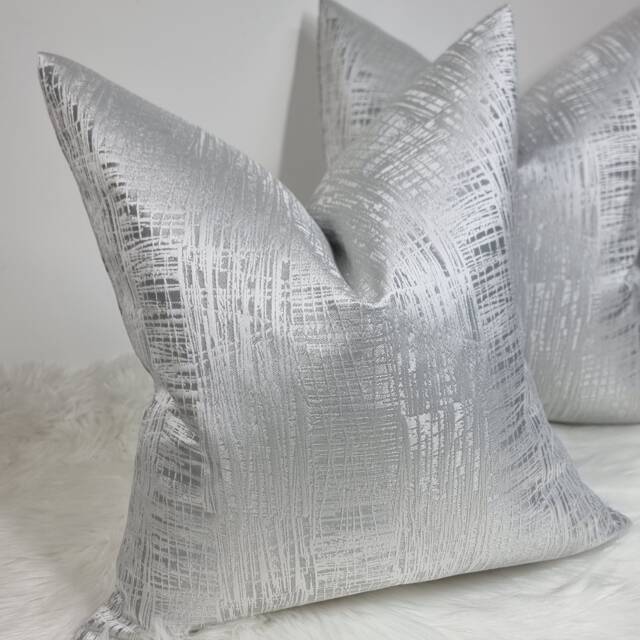 Gorgeous Silver Glint Cushion Cover Modern Home Decor Fabric For Chair Sofa & Bed Pillow Cover Designer Handmade - image 1