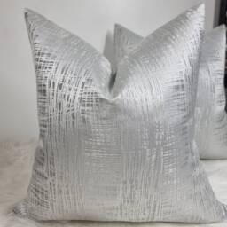 Gorgeous Silver Glint Cushion Cover Modern Home Decor Fabric For Chair Sofa & Bed Pillow Cover Designer Handmade - thumbnail 3