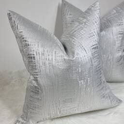 Gorgeous Silver Glint Cushion Cover Modern Home Decor Fabric For Chair Sofa & Bed Pillow Cover Designer Handmade - thumbnail 1