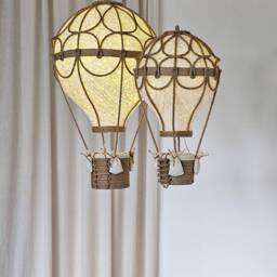 Handmade Hot Air Balloon Lamp Set Linen Nursery Decor - thumbnail 3